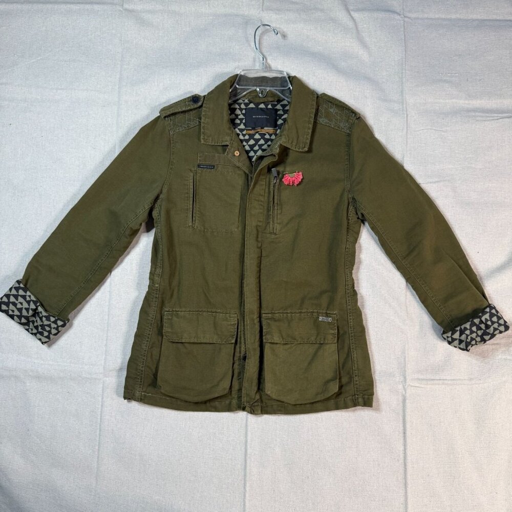 Maison Scotch Green Utility Jacket Linen Blend Women’s Small Casual Coat - Picture 1 of 16